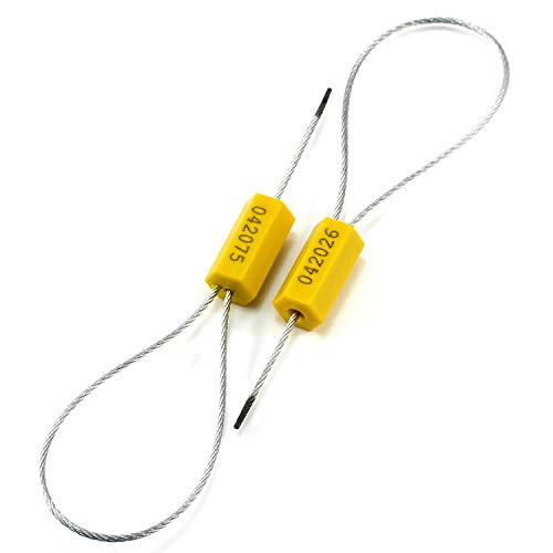 Pull-Tite Steel Wire Security Cable Seals Numbered Anti-Tamper Security Tags - Freight Containers - Mechanical Seals (Yellow, Pack of 50pcs)