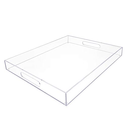 Isaac Jacobs Clear Acrylic Serving Tray (16x20) with Cutout Handles