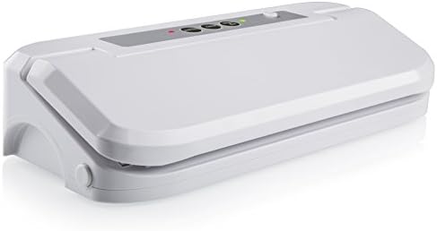 Food Sealer - Automatic Vacuum with Non-Vacuum Seal Optio - LED Indicator – Preserve Dry & Moist Foods Fresh up to 3 Months – Lightweight - Fits up 12 Inch Rolls – 5 Free Bags White