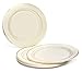OCCASIONS 120 Plates Pack, Heavyweight Disposable Wedding Party Plastic Plates (6.25'' Dessert/Bread Plate, Ivory & Gold Rim)