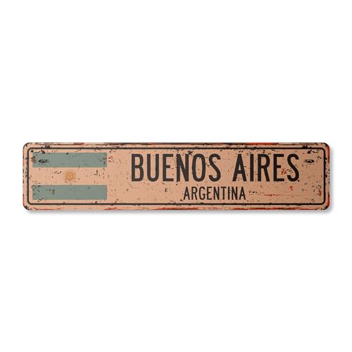 Buenos Aires Argentina Vintage Aluminum Street Sign Argentinian Flag City Count…