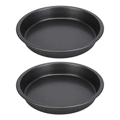 Non Stick Pizza Pan Dish Pizza Pan Kitchenware Baking Pan 2Pcs Deep Thickened Carbon Steel Baking Pan for Kitchen Bakery (9 inch)