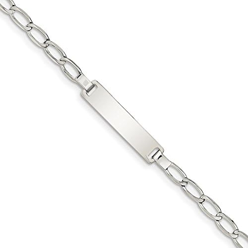 Sterling Silver Polished Engraveable Childrens ID Bracelet Length 5.5"