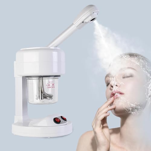 Excefore Portable 3-in-1 Ozone Facial Steamer - Personal Care Humidifier & Essential Oil Steamer with Rotatable Arm - Ideal for Home or Salon Use, White