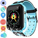 Waterproof GPS Tracker Watch for Kids - IP67 Water-resistant Smartwatches Phone with GPS/LBS Locator SOS Camera Voice Chat Games for Back to School Children Boys Girls (03 S7 Blue Standard)