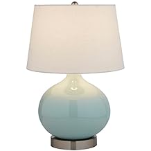 Stone & Beam Cyan Ceramic Lamp, 20"H, with Bulb, White Shade