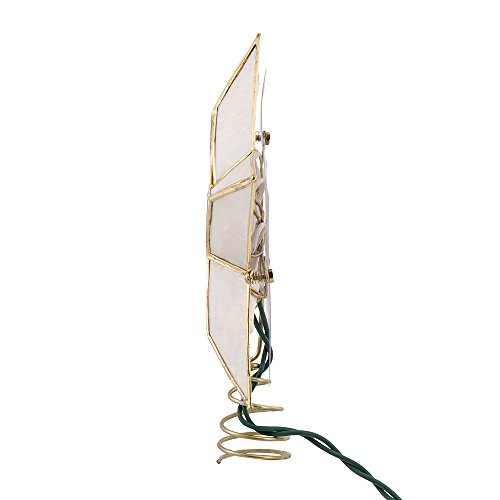 Kurt Adler 10-Light 5-Point Capiz Star Christmas Treetop, Ivory and Gold - Thumbnail 4