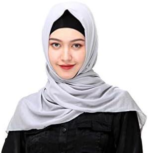 Uphily Classic Long Muslim Scarf Head Cap Shawl Poly Cotton Jersey Hijab Scarf