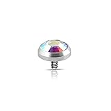 Rainbow Gems Grade 23 Titanium Dermal Tops. Thread for 14G(1.6MM)