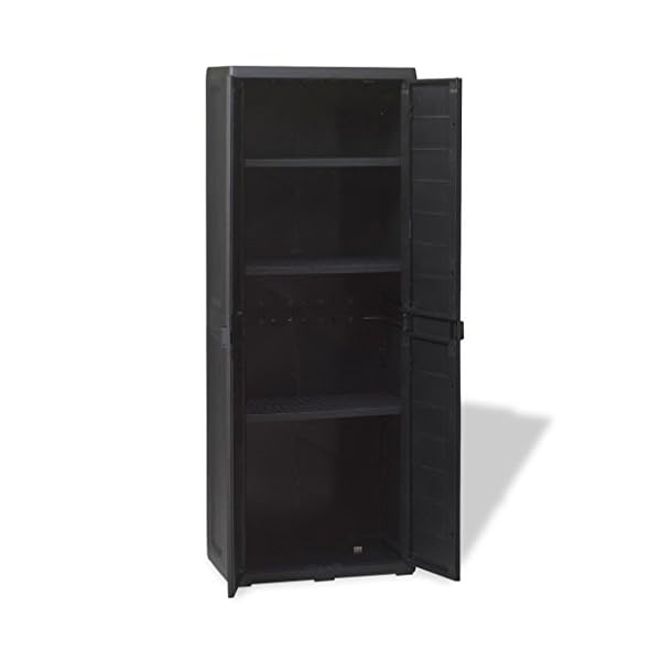 Gartenschrank Universal Multifunktionsschrank aus Kunststoff Mit 2 Türen und 3 verstellbaren belüfteten Regalen… – Bild 3