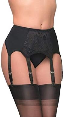Women's Sexy Lace Garter Belt with 6 Straps Metal Clip Suspender for Thigh High Stockings