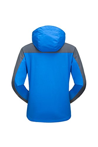 KISCHERS Waterproof Jacket Women's Raincoat, Ladies Rain Jacket, Softshell Jackets Outdoor Sportwear Rain Coats with Hooded (Blue, M) - Thumbnail 3