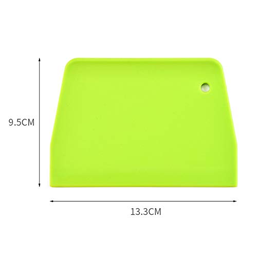 JKJF Dough and Bowl Scrapers, Set of 4 Multi-Purpose Plastics Scraper with Straight and Curved Edges for Food Processor Bowl and Kitchen Bowl Scraping Baking, Bread Dough, Cake Fondant, Icing (Green)