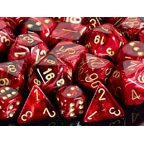 Polyhedral 7-Die Vortex Chessex Dice Set - Burgundy w/gold CHX-27434