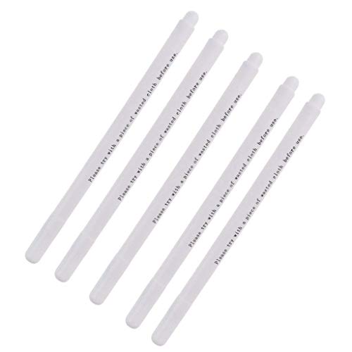 5 Pieces 2mm Water Erasable Soluble Pen Fit for Fabric Cloth Temporary Marking (White)