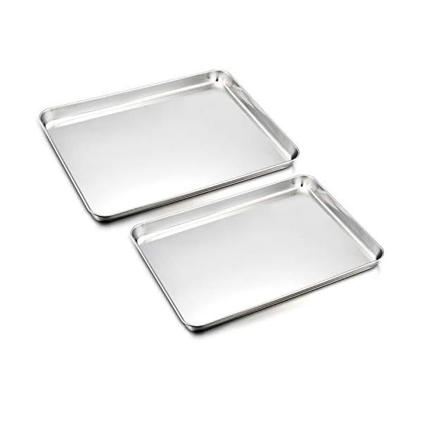 Baking-Tray-Set-of-2-HaWare-Stainless-Steel-Baking-Sheet-Cookies-Bakeware-Pan-Healthy-Non-Toxic-Easy-Clean-Mirror-Finished-for-Less-Stick-Oven-Dishwasher-Safe40-x-30cm-31x-254cm Baking Tray Set of 2, HaWare Stainless Steel Baking Sheet Cookies Bakeware Pan - Healthy & Non Toxic, Easy Clean…