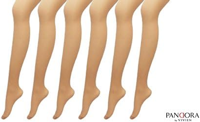 Vivien Pantyhose Tights for Women Strong 20 Denier Control Top Reinforced Toe (Apricot) (Pack of 6)