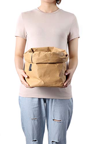 Rownyeon Cosmetic Organizer Makeup Brush Cup Holder Travel Portable Kraft Paper Bags, Pencil Pen Case for Desk Reusable Washable Stationery Bag - Thumbnail 6