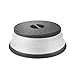 OUZIFISH Collapsible Food Plate Lid Cover - 10.5 inch, BPA Free, Easy Grip, Microwave Plate Guard With Steam Vent & Colander Strainer for Fruit (Grey)