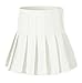 Women High Waist Solid Pleated Mini Slim Single Tennis Skirts ( L, White)