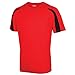 Just Cool Mens Contrast Cool Sports Plain T-Shirt (XL) (Charcoal/ Fire Red)