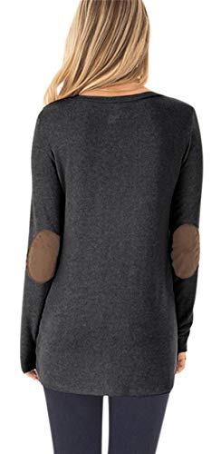 HARHAY Women's Long Sleeve Faux Suede Casual Blouse Tunic Shirt Tops Grey XXL
