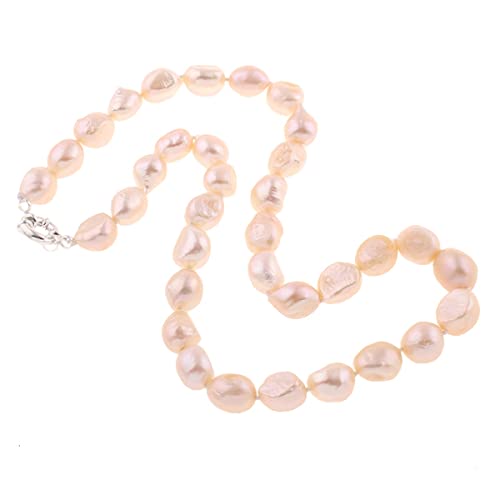 Treasure Bay Large Pearl 10-11mm Baroque Freshwater Pearl Necklace for Women Ladies and Girls Colour Pink White Purple Grey (Pink)