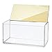 mDesign Large Plastic Cosmetic Storage Box with Decorative Hinged Lid - Organizer for Vanity, Countertop, or Bathroom Cabinet - Holds Lipstick, Blush, or Jewelry, Lumiere Collection, Clear/Soft Brass