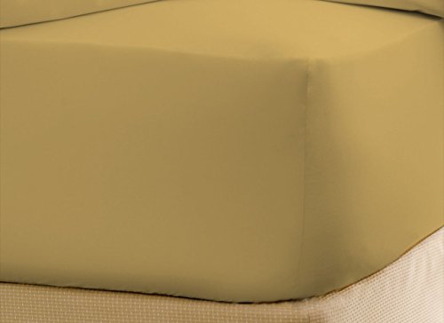 500-Thread-Count Egyptian Cotton Super Soft Extra Deep Pocket Fitted Sheet/Bottom Sheet King/Eastern King Solid Gold Fit Up to 21" inches Deep Pocket Fully Elastic All Around