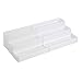 mDesign Plastic Expandable 3-Tier Shelf Rack Organizer - Storage for Bathroom Vanity, Cabinet, Cupboard, Drawer - Holds Medicine, Vitamins, Supplements, Cosmetics - Ligne Collection - White