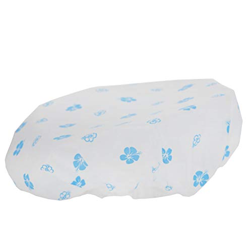 Ifnow 5 Packs Waterproof Lace Elastic Band Shower Caps Flower Printed Hat Plastic PE Reusable Bathing Hair Cap