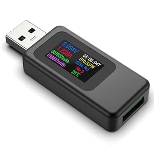 USB電流電圧チェッカー YEREADWUSBA多機能デジタルテスター カラースクリーン 電流電圧検査範囲4-30V/0-6.5A