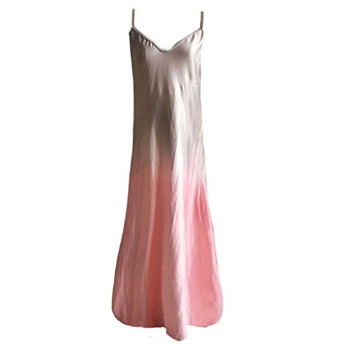 Yanwuuh Tie Dye Dresses for Women Casual, V Neck Sleeveless Summer Dress Colorful Beach Party Trendy Long Dress Pink