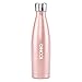 ICONIQ Stainless Steel Vacuum Insulated Water Bottle with Pop Up Straw Cap, 17 Ounce (Rose Gold/Gray)