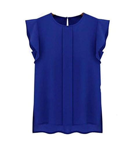 Tsmile Clearance Womens Loose Chiffon Short Tops Tulip Sleeve Casual Blouse Shirt