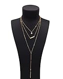 Geerier Layered Y Type Bar Necklace Pendant Crystal Gold Chain
