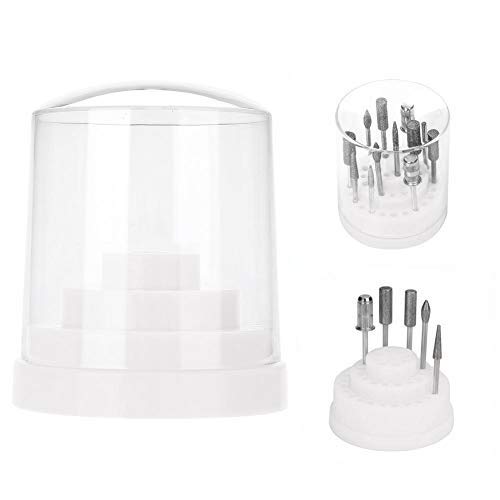 48 Holes Nail Drill Holder Professional Nail Art Plastic Drill Stand for Nail Art Drill Bit Organizer Box Holder(White)