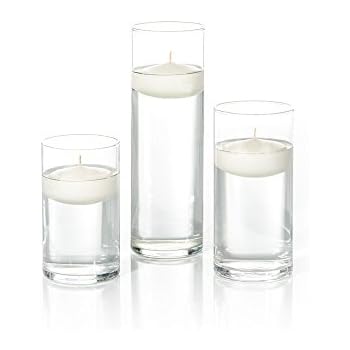Amazon Com Yummi Set Of 18 Floating Candles And Cylinder Vases