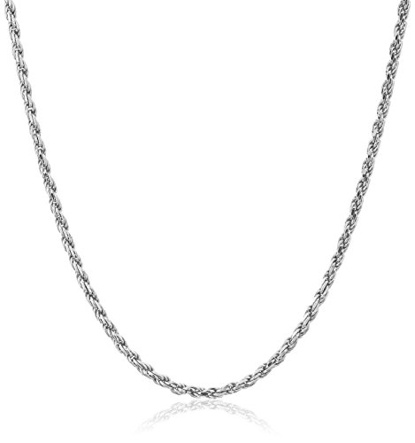 Sterling Silver LadiesItalian 1.3 mm Diamond Cut Rope Chain Necklace, 18