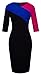 HOMEYEE Women's Elegant Patchwork Half Sleeve Business Bodycon Pencil Dress 449 (8, Pink + Blue + Black)