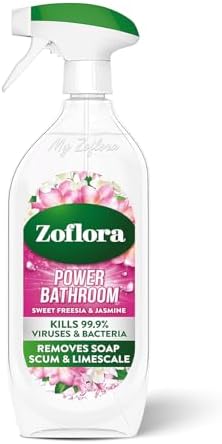 Zoflora Power Bathroom Cleaner Disinfectant Spray, Carribean Grapefruit & Lime Scent, 800 Ml, Removes Limescale And Soap Scum, Multipurpose Antibacterial Toilet Cleaner, Eliminates Unpleasant Odours
