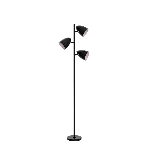 ADDLON TREE FLOOR LAMP WITH 3 ADJUSTABLE ROTATING LIGHTS AND MATCHING LED BULBS, STANDING TALL POLE LAMPS FOR LIVING ROOM, BEDROOM, HOME, OFFICE – BLACK