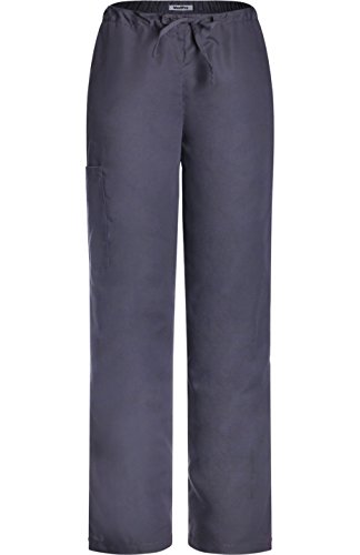 MedPro Women's Unisex Solid Medical Scrub Set V-Neck Top Cargo Pants Steel L