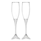 Hortense B. Hewitt Champagne Toasting Flutes Wedding Accessories, Flower Petal, Set of 2