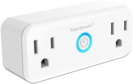 Smart Plug ,Merkmak Wi-Fi Mini Dual Outlets Smart Sockets 15A Timing Switch with Energy Monitoring Compatible with Amazon Alexa and IFTTT Google Assistant No Hub Required(Android/IOS)
