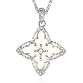 VANAODUC Clover Necklaces for Women,Cross Necklace,Birthday Gifts for Wife Her Mom, 18K White Gold/Rose Gold /14K Gold Womens Fashion Jewelry Gifts 