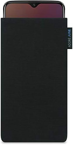 Adore June Classic Protection Sleeve for OnePlus 6T and OnePlus 7, Pouch Case Made of Durable Fabric with Display Cleaning Effect, Black