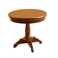 Foreen 1/12 Miniature Vintage Round Table Furniture Bedroom Decor Doll House Accessory Pretend Play Kids Toy Brown