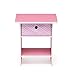 Furinno Dario End Table / Side Table / Night Stand / Bedside Table with Bin Drawer, 1-Pack, Pink/Light Pink