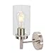 VINLUZ One Light Bathroom Wall Light Fixtures Brushed Nickel with Frosted Glass, Porch Singel Wall Lighting
